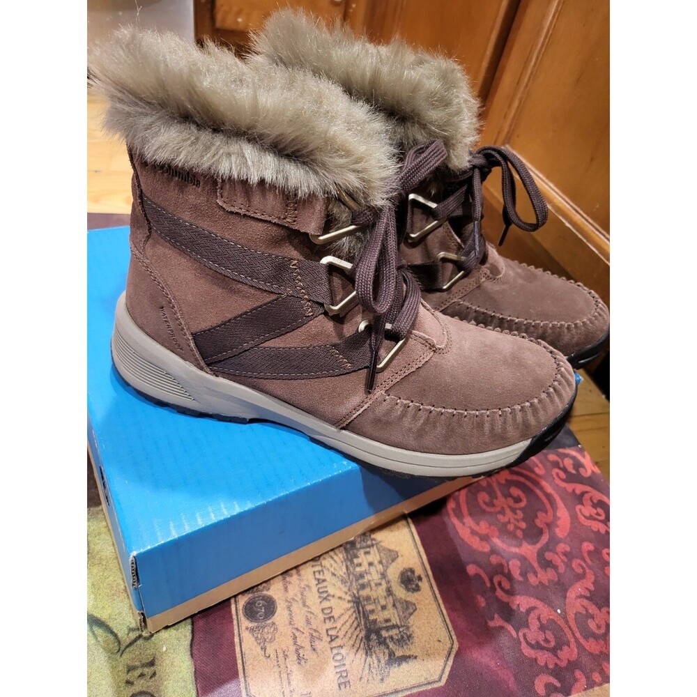 Columbia Women's Maragal Mid-Calf Waterproof Winter Boots Size 8.5 Tobacco Faux